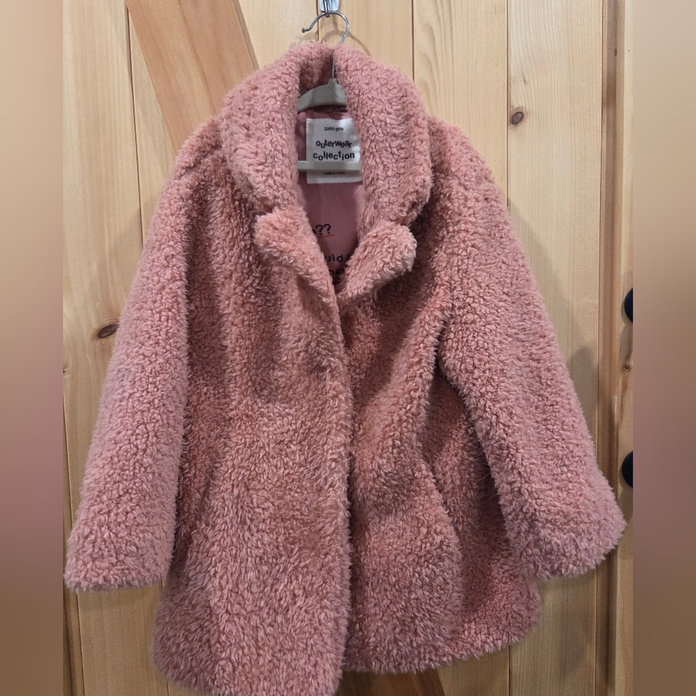 Zara Pink Faux Fur Coat